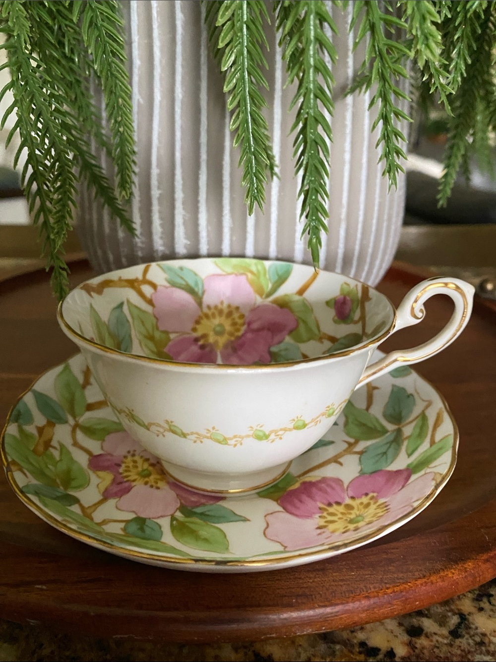 Tuscan Royal Tuscan British Columbia Dogwood footed tea cup and saucer set
